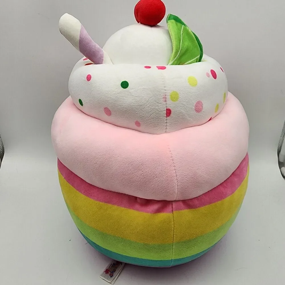 Smoochy Pals Rainbow Cupcake Plush 12” Sunday Ice Cream Cherry on Top Squishy